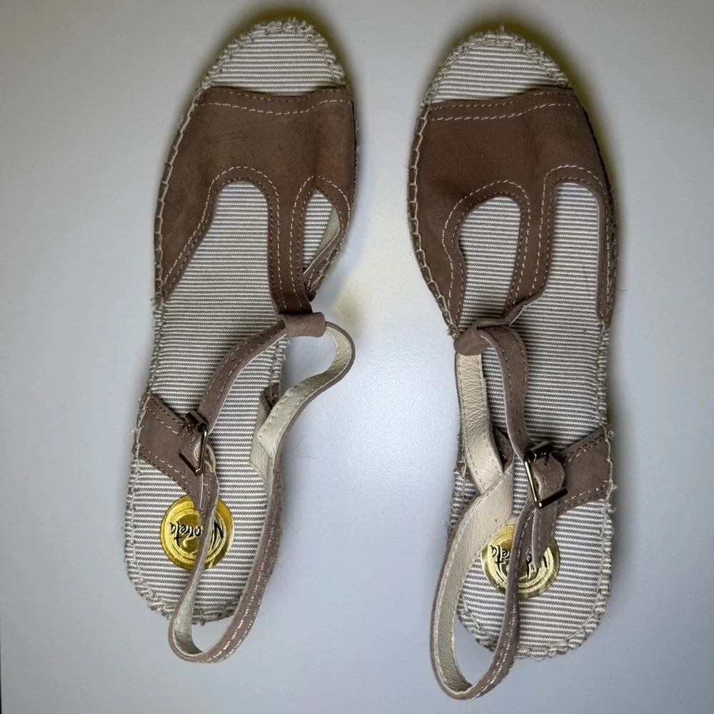 Vidorreta Taupe Espadrille Wedge Sandals Sz 40 (10) made in Spain Summer